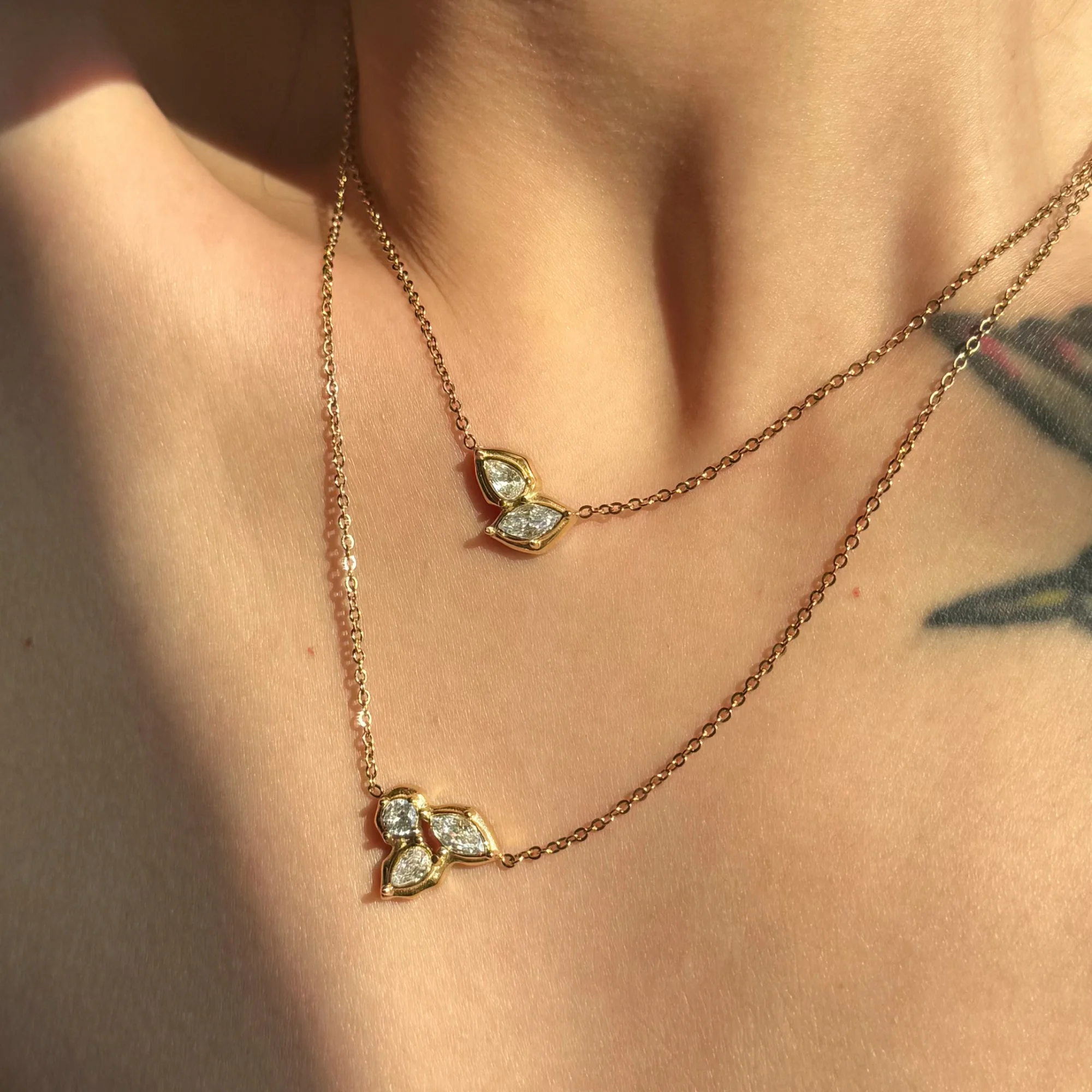 Tarnish Free Simple 18k Gold Plated Stainless Steel Lucky Tear Zircon Design Pendant Necklace for Women Chains Choker Jewelry