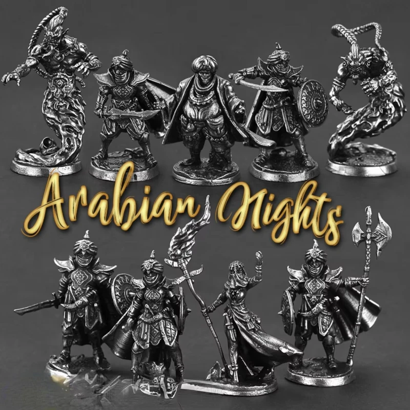 Cupronickel 전사 아라비안 나이트 신성한 랜턴 군인 액션 피규어 금속 모델 휴대용 보드 게임 체스 조각 장식