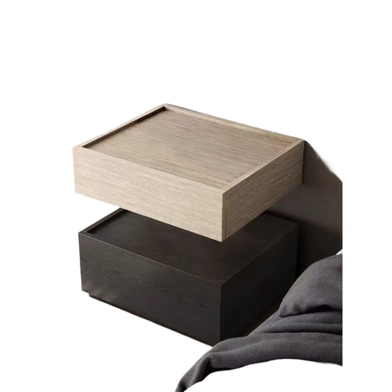 Suspended solid wood wabi-sabi bedside table, medieval Italian French retro bedside table