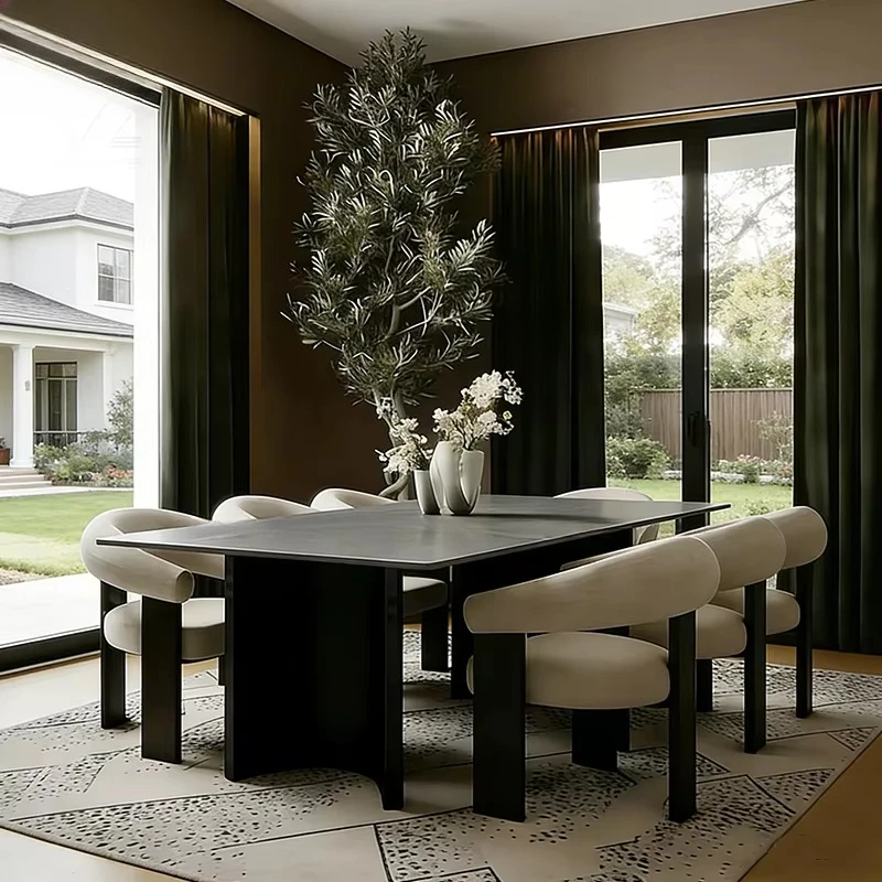 Modern Z Furniture Nordic Armchairs Velvet Luxury Hotel Wedding Events Banquet Restaurant Family Dining Chairs and Table Sets