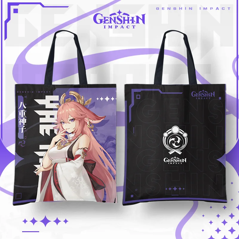 

Game Genshin Cosplay Bags Student Canvas Bag Shoulder Bag Raiden Shogun Arataki Itto Portable Cloth Bag Cosplay School Bags