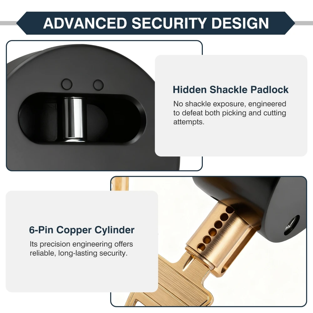 4Pcs 5# Steel Hockey Puck Lock Trailer Door Reinforced Hidden Shackle Lock 73mm Heavy Duty Warehouse Padlocks with Keys view 4