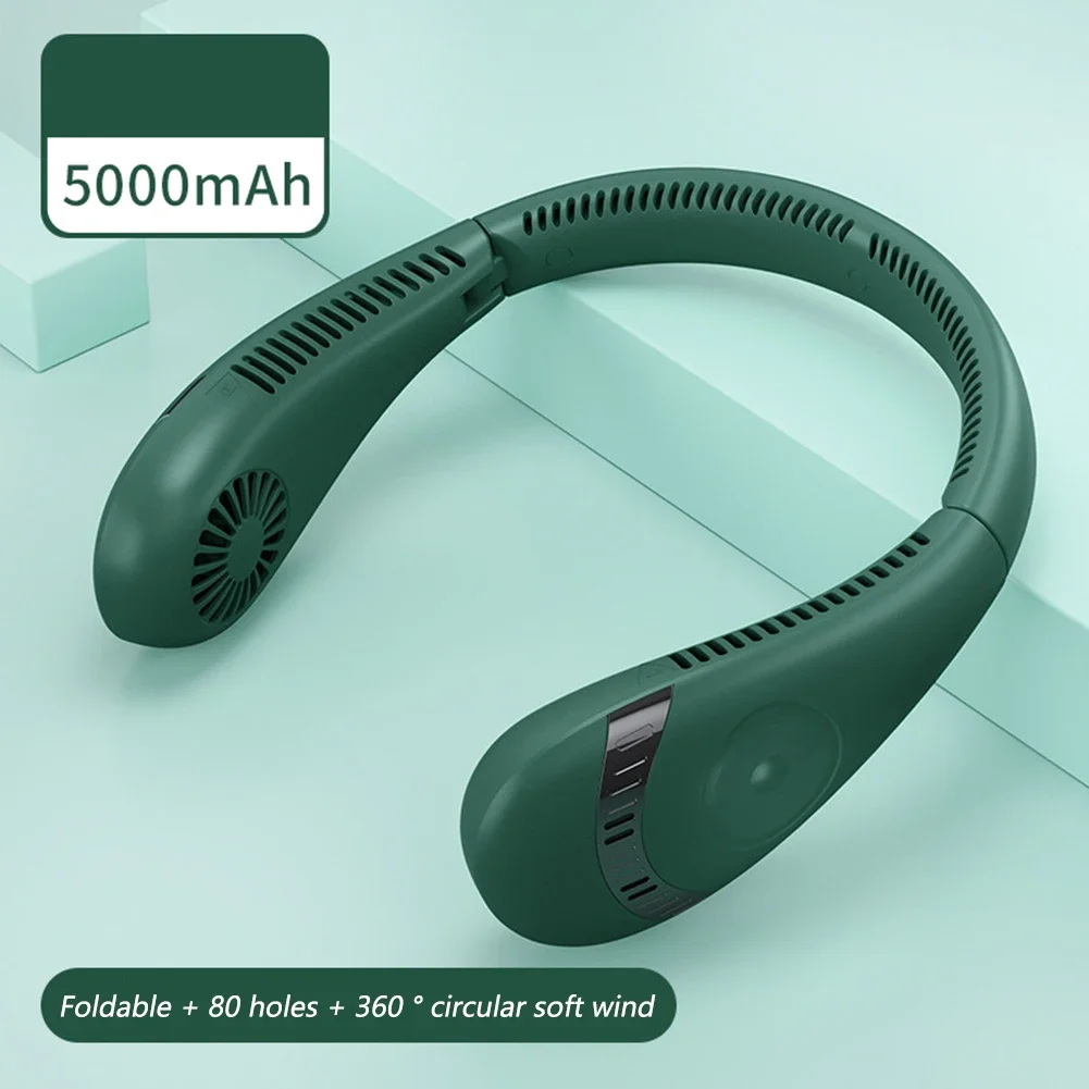 Portable Bladeless Neck Fan 5000mAh USB Rechargeable Wearable Neckband Fan - Summer Sports Cooling Outdoors