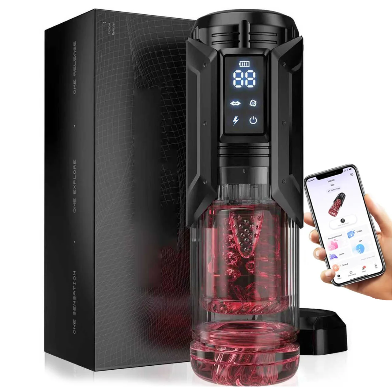 APP LED自動男性用オナホールカップ 7つの吸引回転舐め突き出しモード ポケットプッシー ストローカー フェラチオセックストイ 男性用