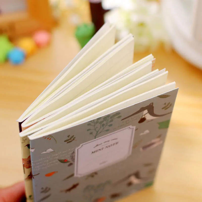 20Pcs Flower And Bird Binding  Notebook / Cartoon Mini Pocket Notepad Soft Copy Kindergarten  School Students Prize Gift