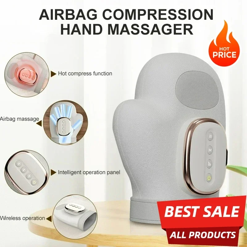 

Rechargeable Hand Massager Glove with Air Compression Heat for Pain Relief in Hand Wrist Forearm Ideal for Arthritis Sufferers