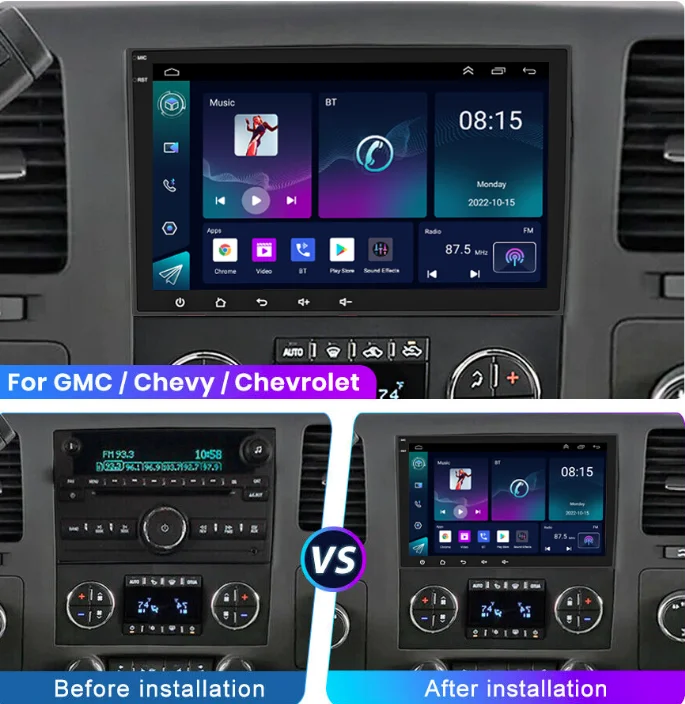 

8-дюймовый Android 13.0 2 + 32G для Chevy Silverado GMC Yukon Sierra Автомобильный GPS-навигатор Мультимедийный плеер Радиолента Головное устройство Carplay