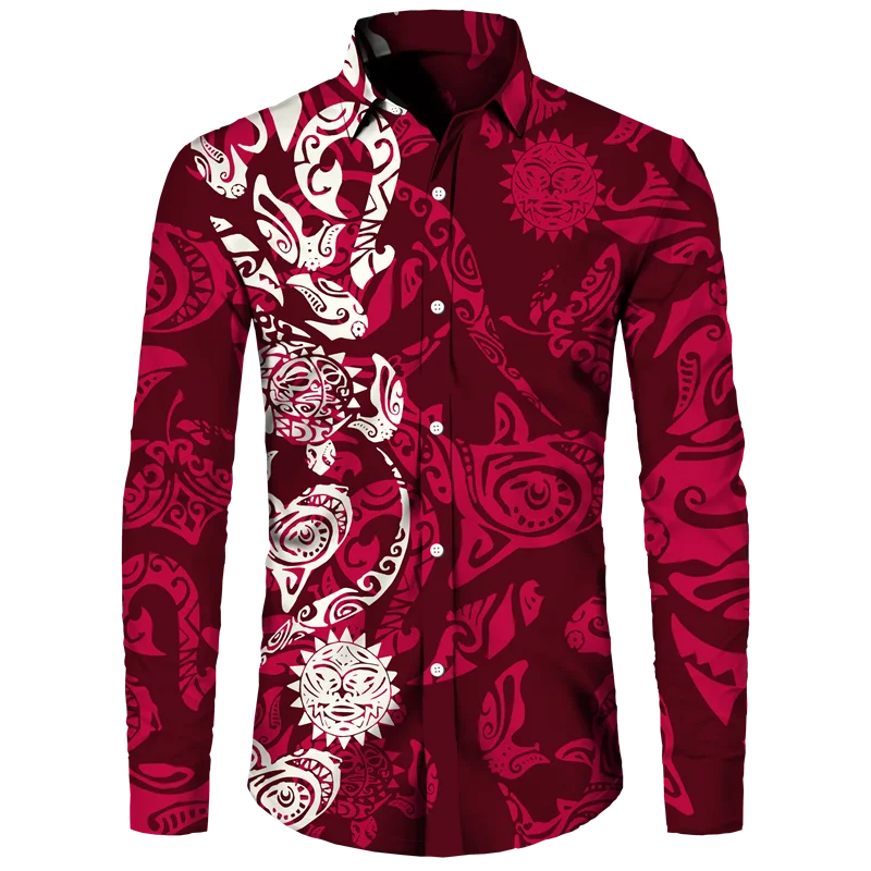 

Fashion Floral Print Men's Shirts Casual Single-Breasted Blouses Long Sleeve Shirt Streetwear Trend Lapel Tops Men Clothing