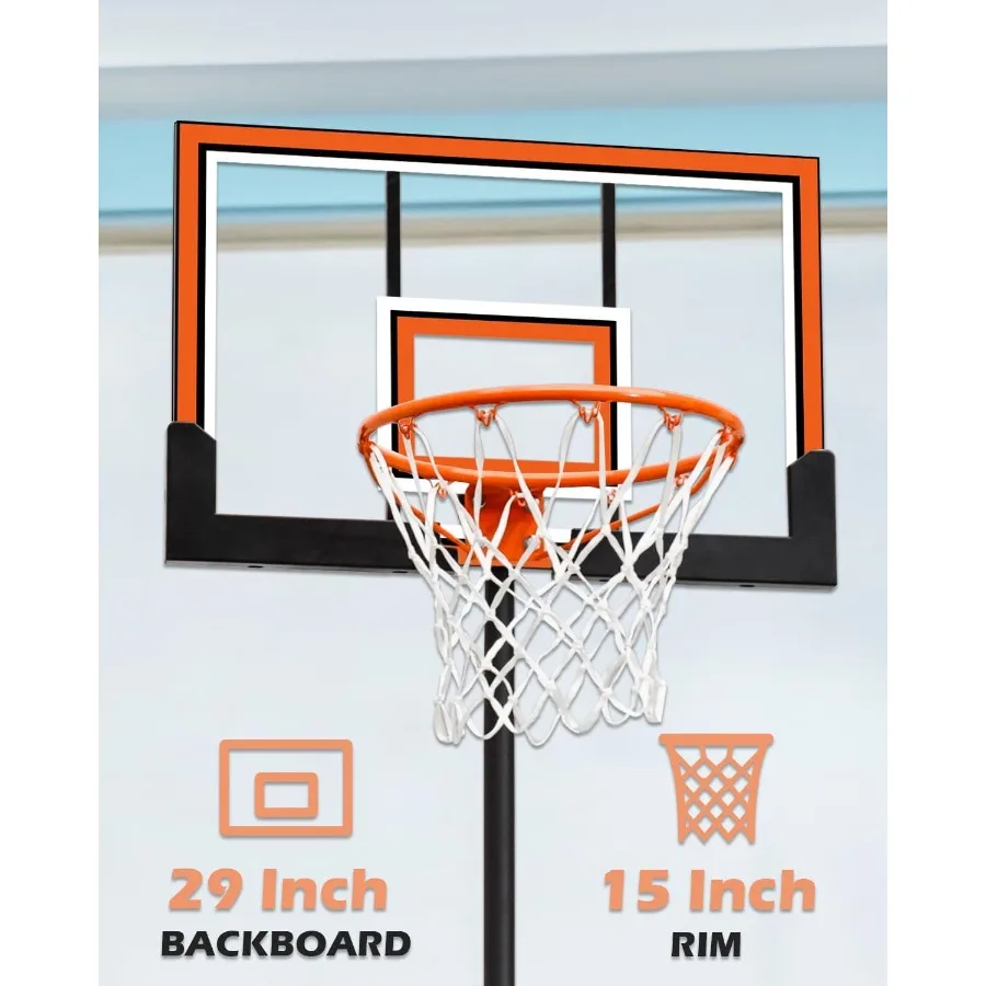 Aro de baloncesto al aire libre con tablero inastillable y base más grande Sistema de portería de aro de baloncesto portátil Jóvenes Adultos en Backya