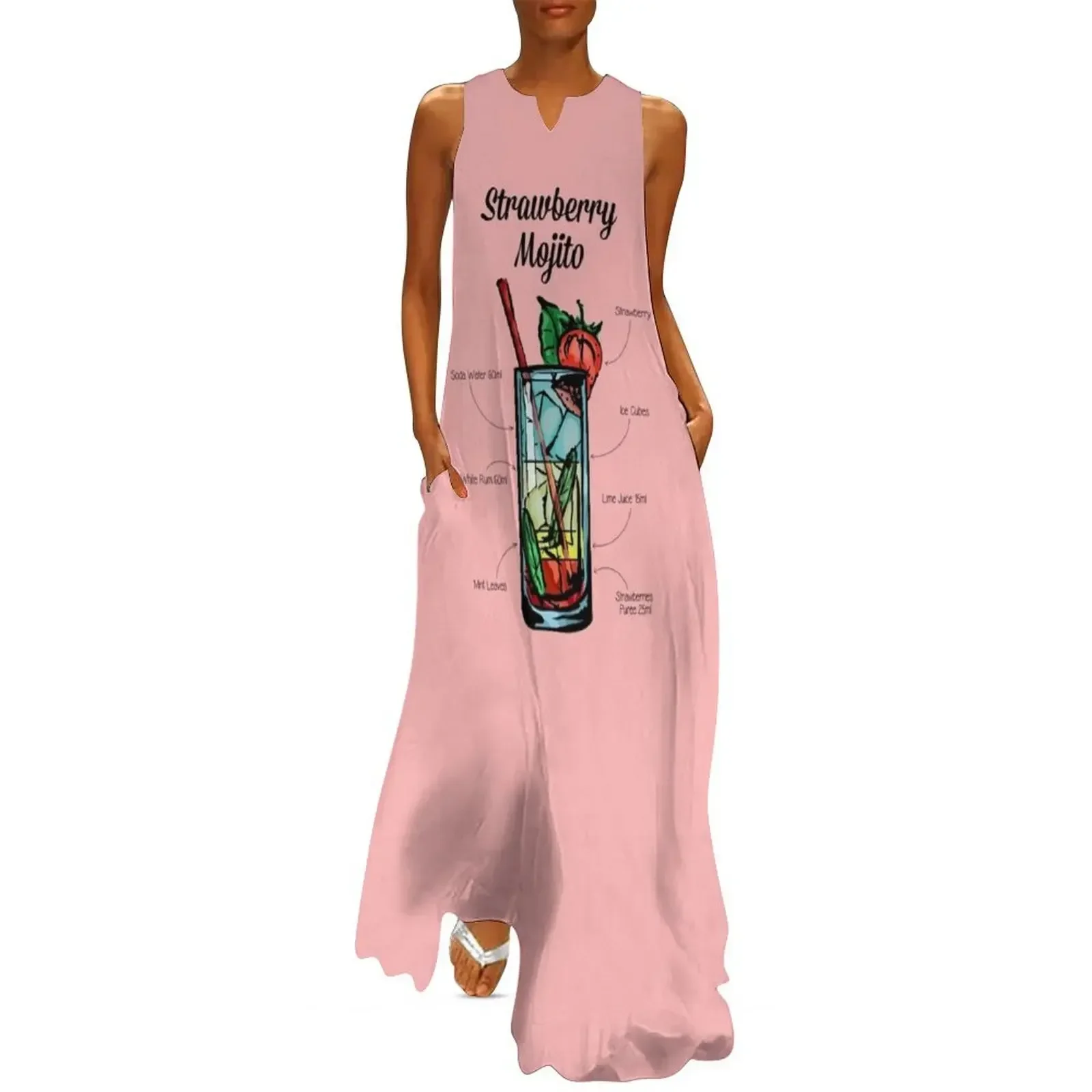 

Strawberry Mojito Cocktail Recipe Long Dress clothes for woman summer dress for women 2025 Women's clothing dress summer