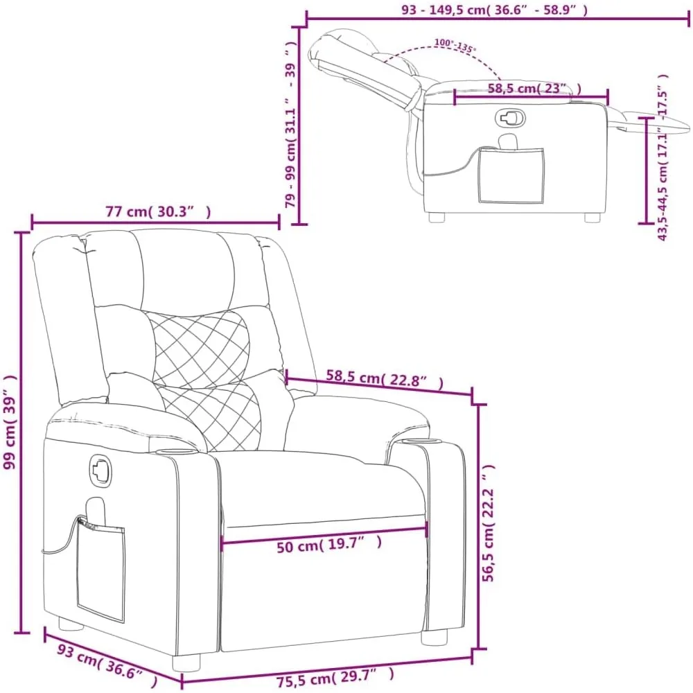 كرسي كرسي تدليك من القماش الأسود vidaXL - مستلق يدوي، تدليك اهتزاز، حامل أكواب للراحة في غرفة المعيشة/الصالة #3