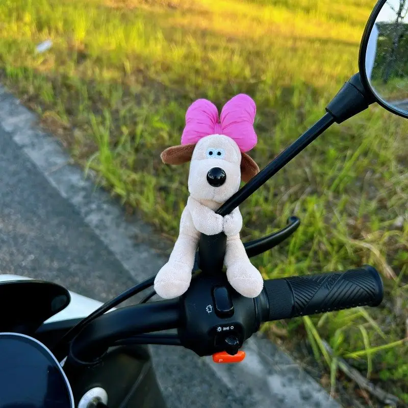 

Motorcycle Electric Bike Bicycle Rearview Mirror Doll Cute Bow Dog Plush Puppy Decor Accessories Decoration Removable Toy Gift