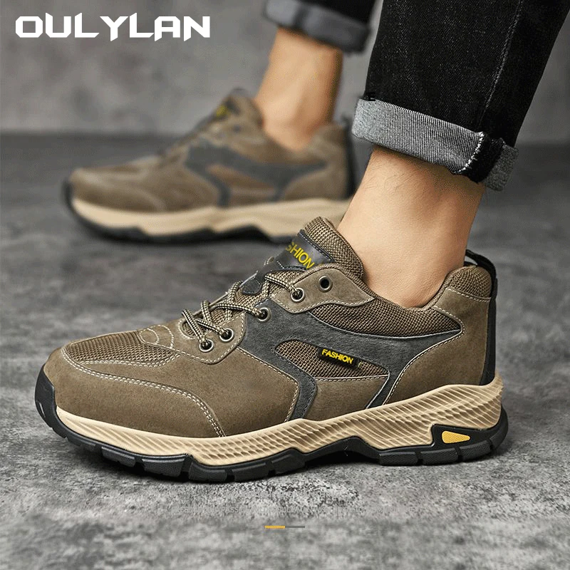 

Oulylan New Outdoor Hiking Sports Mountaineering Large Men's Shoes Casual Korean Edition Trendy Lace up Casual Shoes
