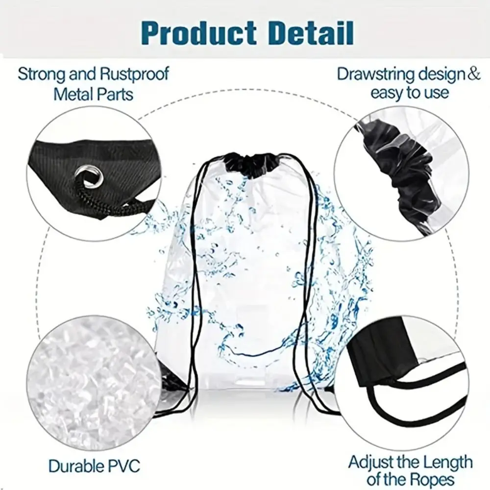 Simple Large Capacity Drawstring Backpack Beach Bag Foldable PVC Transparent Bag Lightweight Climb Bag Jelly Bag Women