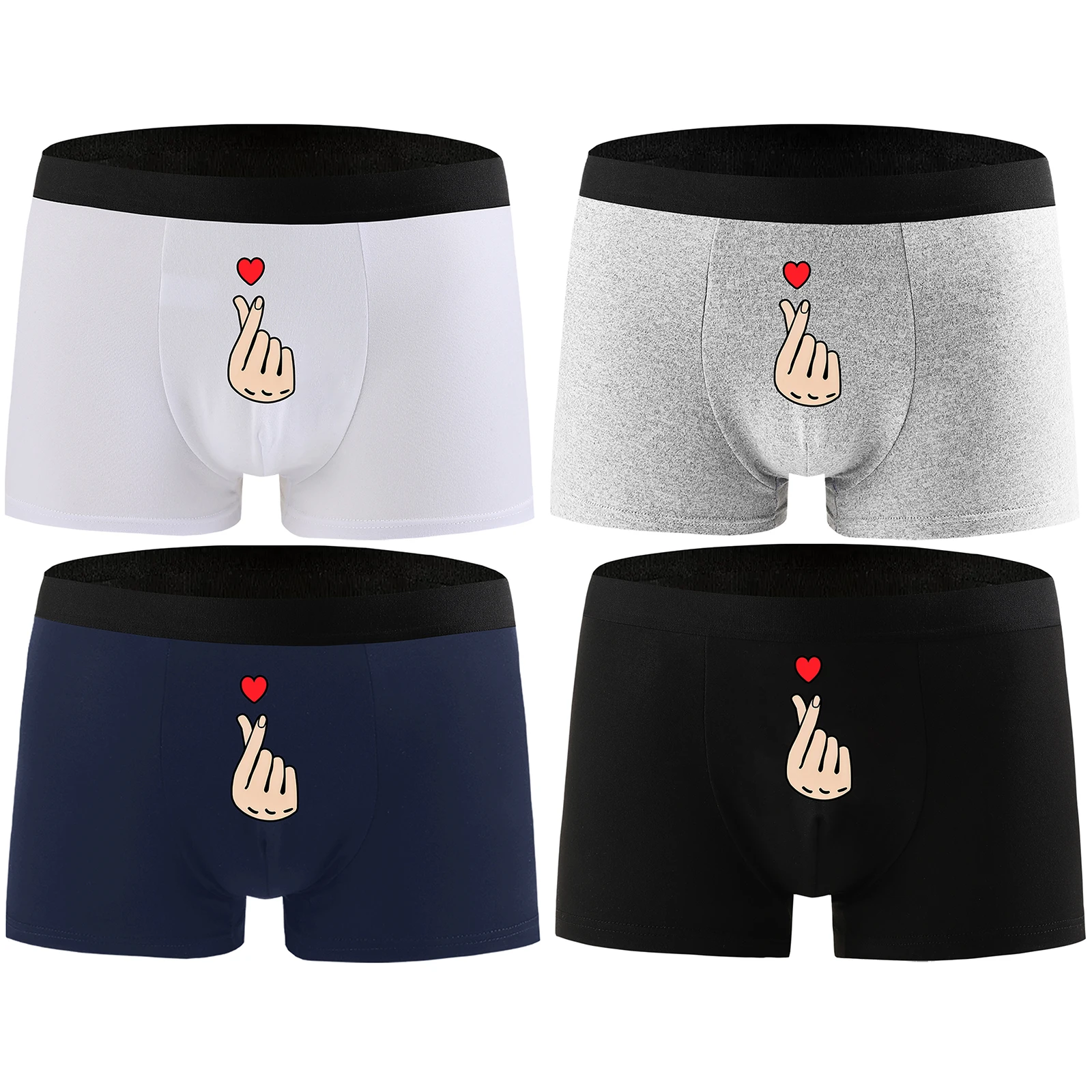 

Men Knickers Fashion Playful Letter Printed Heart Fun Shorts Men Sexy Boxer Briefs Low-Waist U Convex Tight Seamless Underwear