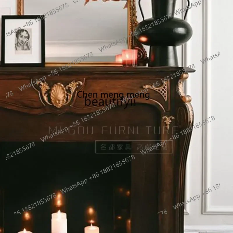 D178 French retro solid wood mantel living room home decoration cabinet entrance fireplace cabinet