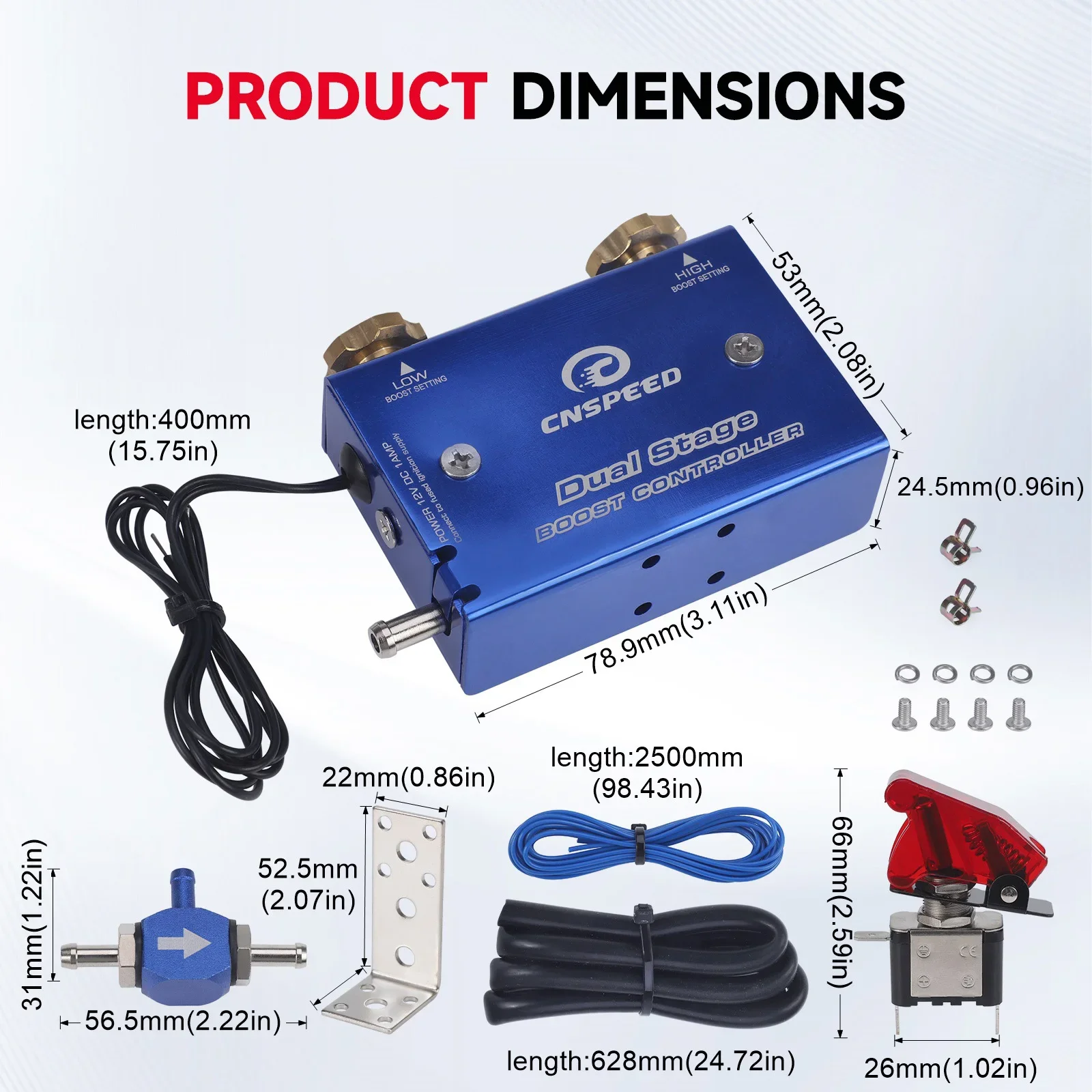 CNSPEED Universal-Turbolader Psi-Boost-Controller-Kit mit Schalter/Hochwertiger Einstellbarer Renn-Turbolader in Blau mit Zweistufiger Elektronik – Detail 2