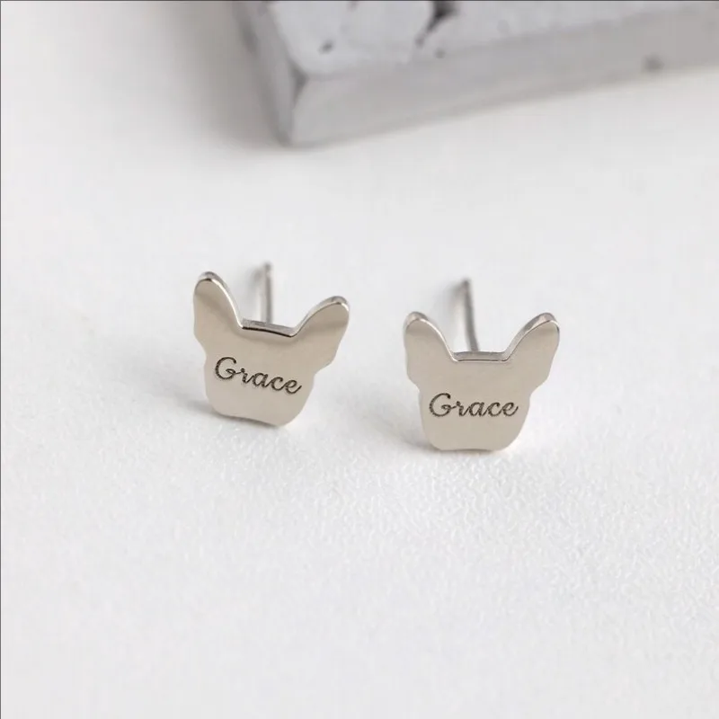 

Personalized Name Dog Earrings Engraving Name Pet Earrings Gift For Mom Christmas Gift