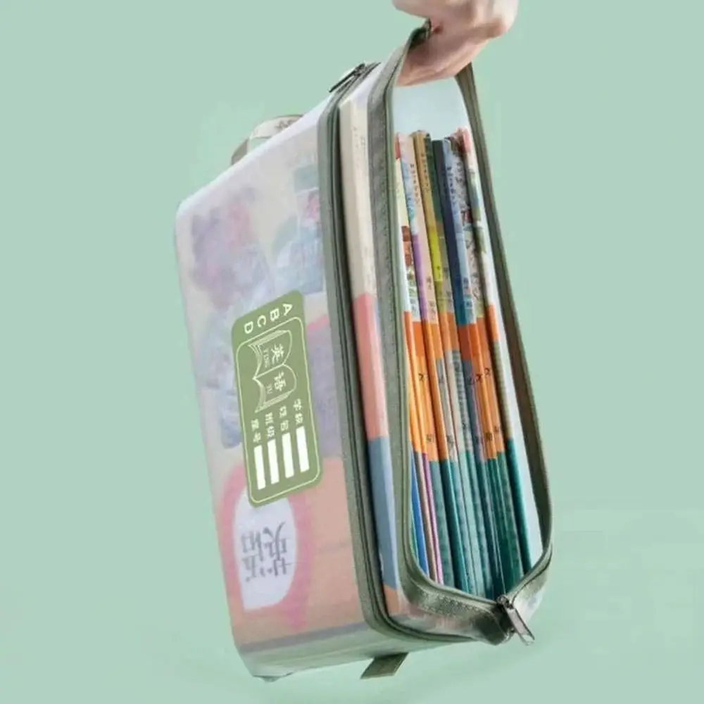 A4 Mesh Zipper Stationery Storage Bag Double-layer Large Capacity Book Storage Bag Transparent File Folder Cosmetic Makeup Bag