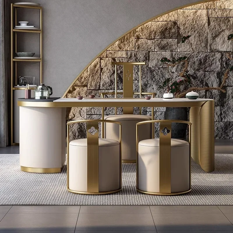 56Modern Minimalist Light Luxury Kung Fu Tea Table Balcony Office Rock Plate Tea Brewing Table