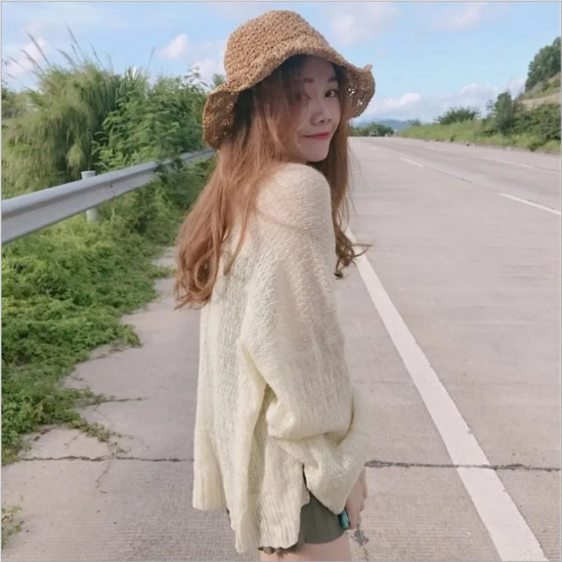 Knitted Cardigan women plus size Summer cardigan Sweater women Loose Hollow coat kardigan Sweter Cardigans korean top