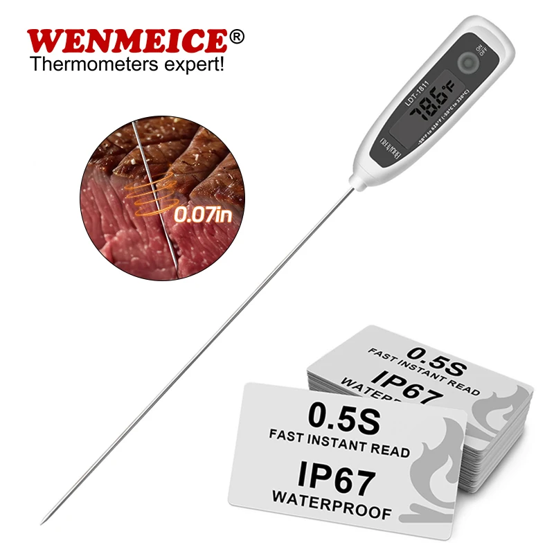 

WENMEICE Instant Read Meat Thermometer Ultra Fine Probe Digital Food Thermometer for Kitchen Cooking BBQ Milk Coffee Tool