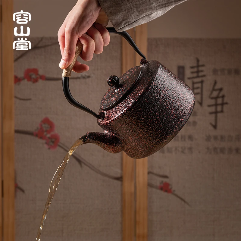 

Su Yun Iron Teapot Japanese Style Handmade Coated Cast Iron Teapot Tea Cooker Electric Ceramic Stove with Strainer