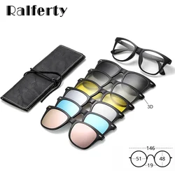 Ralferty Magnetic Sunglasses Women Men Clip On Sunglass Polarized UV400 TR90 3D Night Vision Prescription Optic Eyeglasses Frame