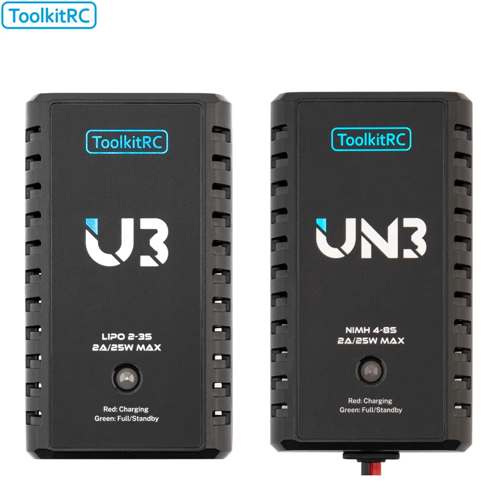 ToolkitRC U3 2-3S LiPo UN3 4-8S USB-C NiMh Battery Charger 2A 25W Balance Port Direct Charge for RC Model FPV Drone Car Airplane