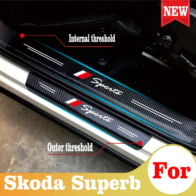 

Car Styling Door Sill Stickers For Skoda Superb Welcome Threshold Strip Trunk Kick And Scratch Resistant Decals Auto Accessories