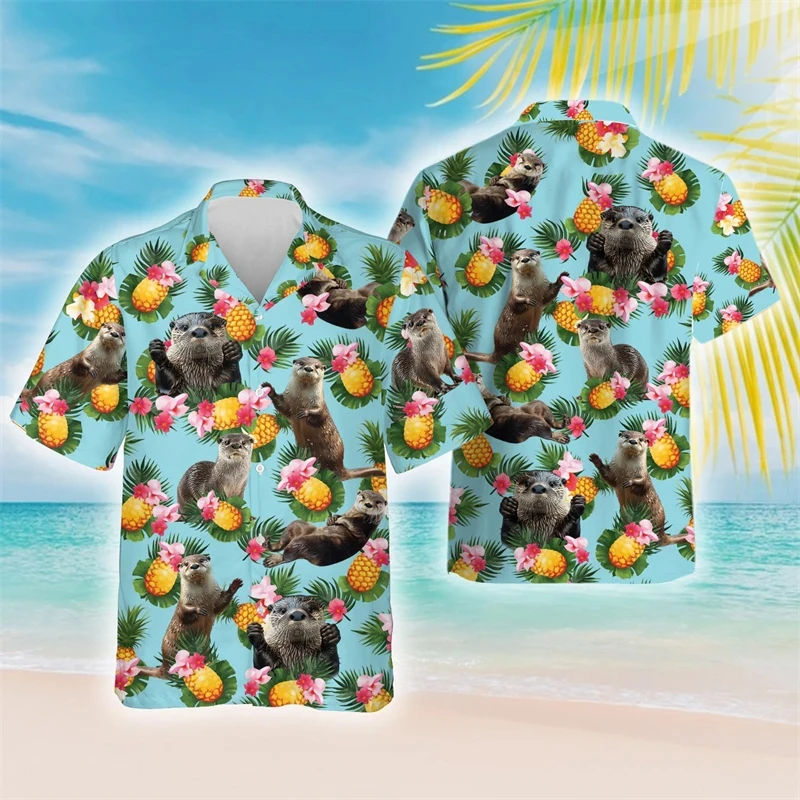 

Newest Men'S Shirts Funny Otter 3d Print Casual Hawaiian Shirts Man Casual Shirt Button Short Sleeves Tops Male Loose Clothes