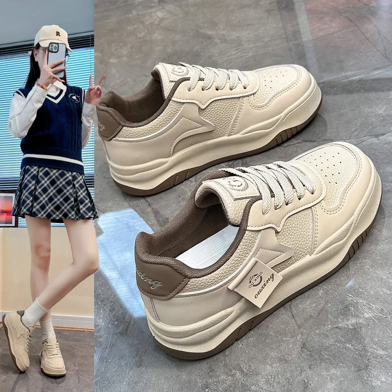 

New white women's shoes multifunctional thick sole small height difference shoes super popular sports and casual sponge board