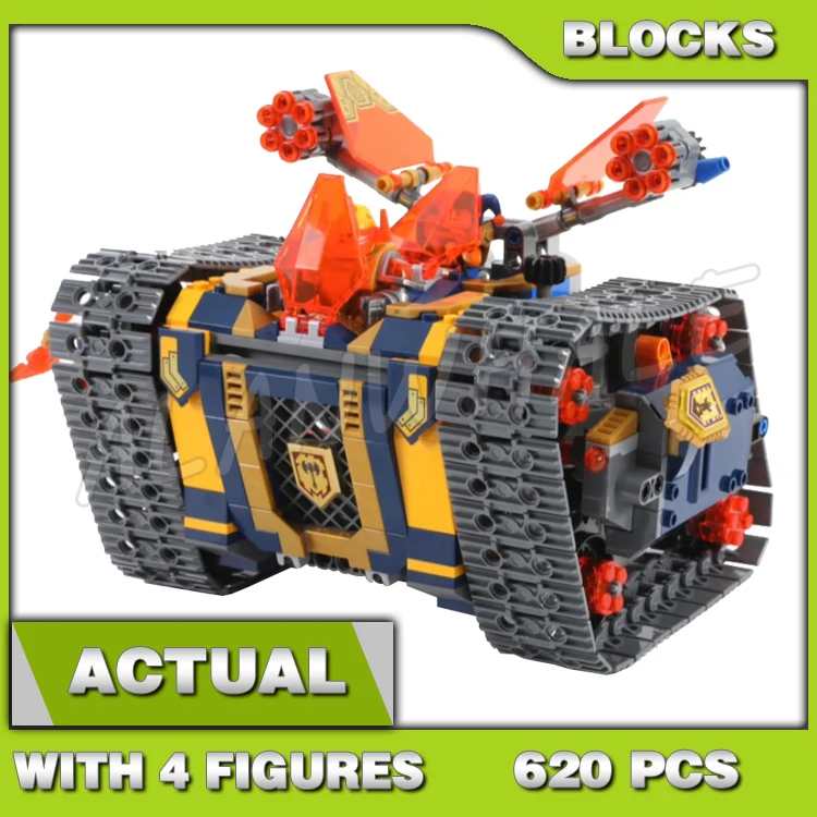 

620pcs Nexoes Knights Axl Rolling Tank Lowering Drawbridge Jestroyer Critter 10819 Building Blocks toy Compatible with Model