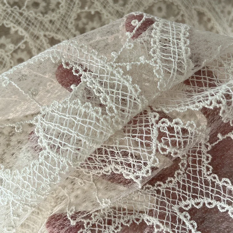 

Mesh Floral Lace Embroidered Fabric for Sewing Dress Clothes DIY Handmade Crafting Cloth