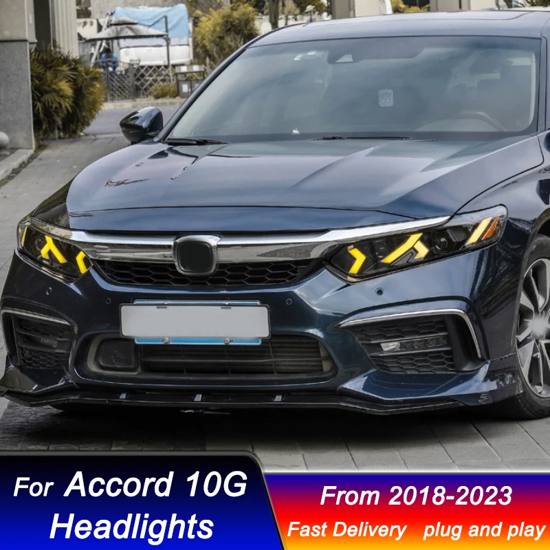 Car Headlights For HONDA ACCORD 10G 10.5G 18-23 modify Lamborghini style Led Head Lamp DRL Dynamic Signal Front light Assembly