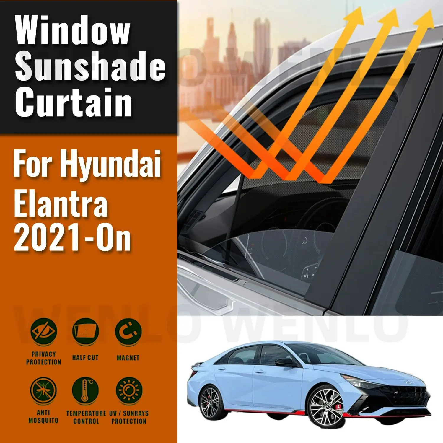 

For Hyundai Elantra Avante 2024-2021 CN7 Car Sunshade Magnetic Front Windshield Frame Curtain Rear Side Window Sun Shades Visor