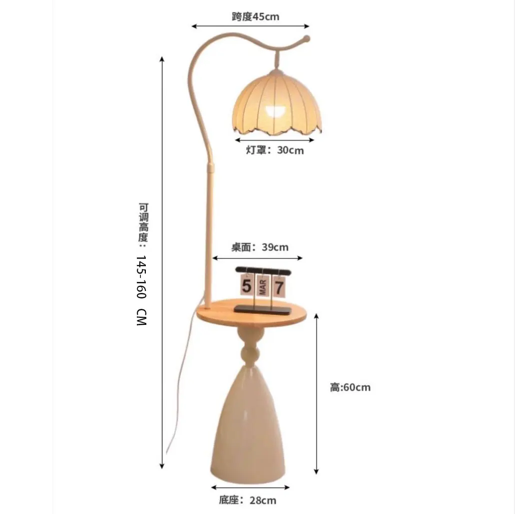 Cream Pleated Floor Lamp for Living Room Side Table Tea Table Bedside Standing Lamp  Elegant Lighting for Bedroom And Home Deco