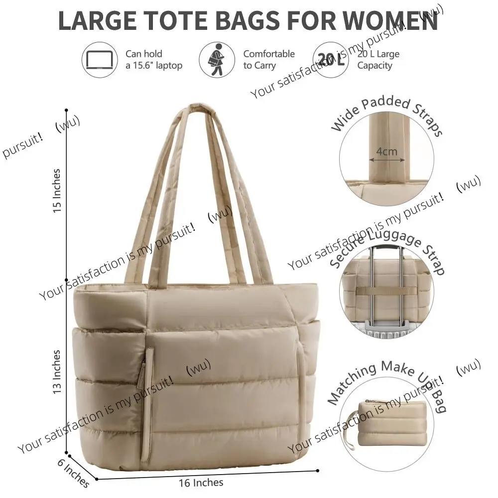 Large Capacity Tote Bag for Women Multiple Pockets Commuting Bags Lightweight Water-resistant Mom Bag Shoulder Bag