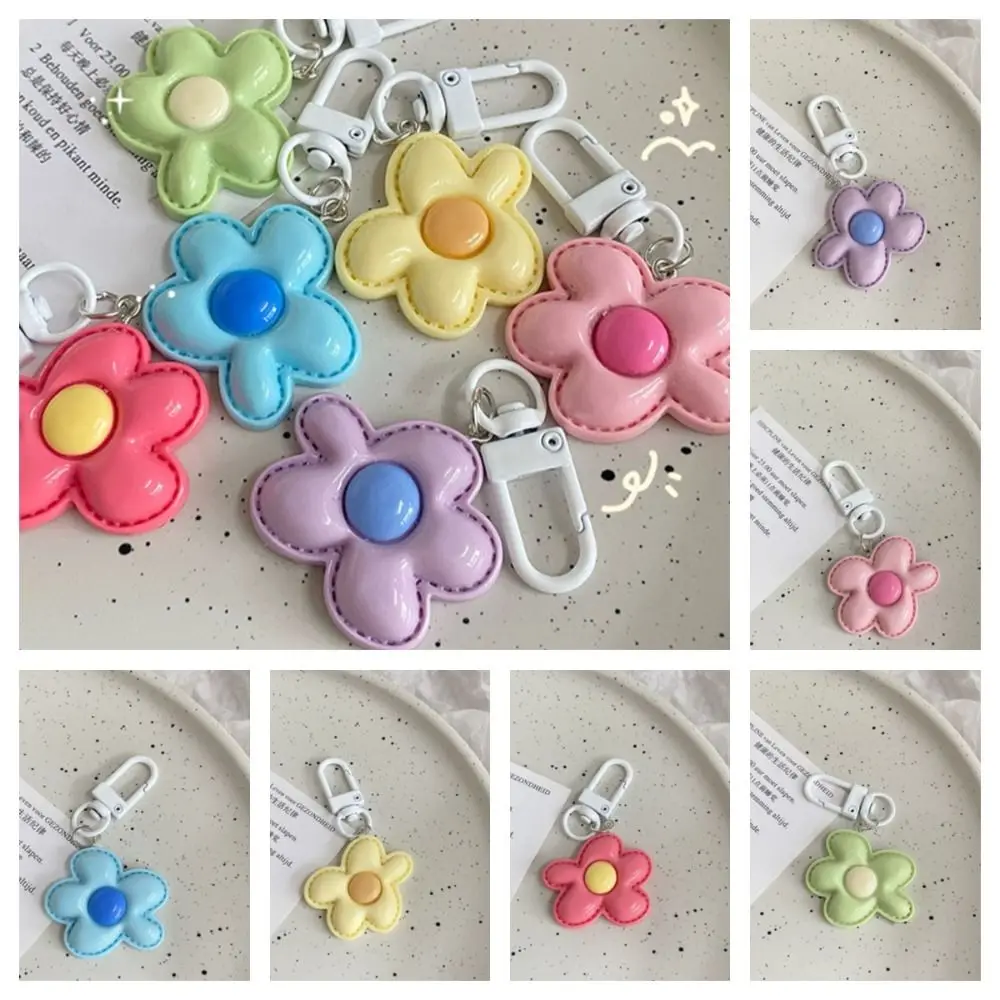 Funny Korean Style Flower Keychain Cute Kawaii Resin Floral Keyring Mini Colorful Bloom Pendant Earphone Case