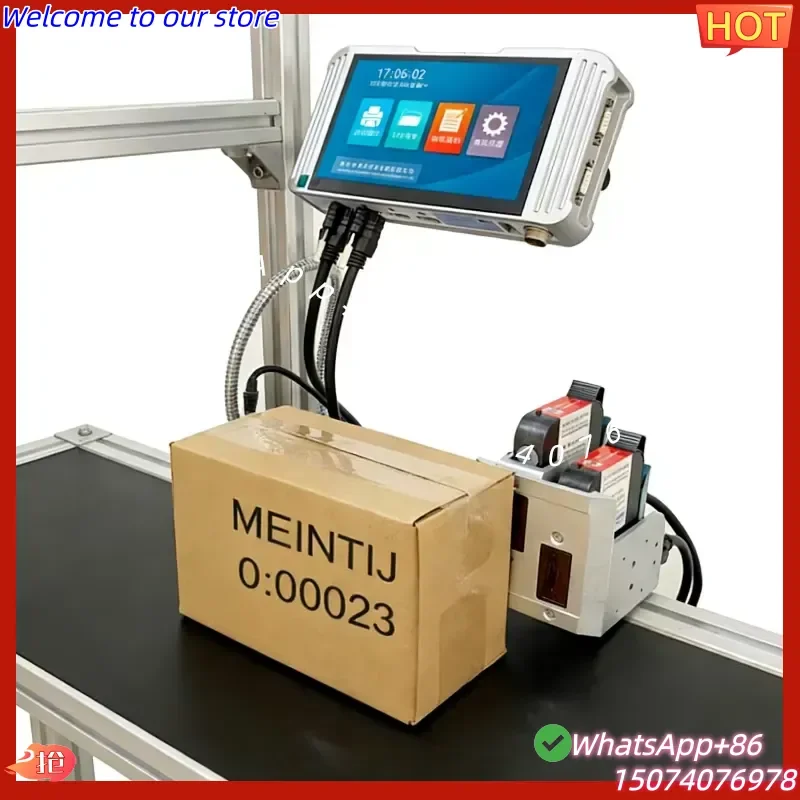 2026 TIJ Online Inkjet Printer Mini Desktop Conveyor Table Fast Dry for Leather Label Printer for Plastic Expire Date Batch
