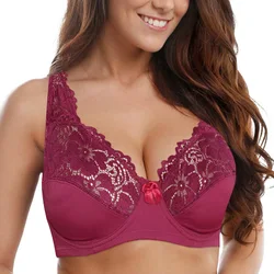 Women Lingerie Plus Size Bras Gorgeous Floral Lace Bra Unlined Underwire Sexy Brassiere Perspective Female Tops Underwear