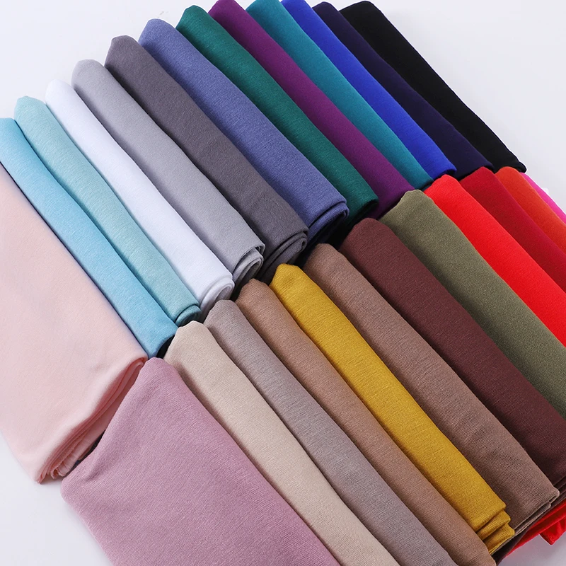 Modal-Baumwoll-Jersey-Hijab-Schal, langer muslimischer Schal, schlichter, weicher Turban, zum Binden, Kopftuch für Frauen, afrikanisches Stirnband, 170 x 60 cm. – Detail 4