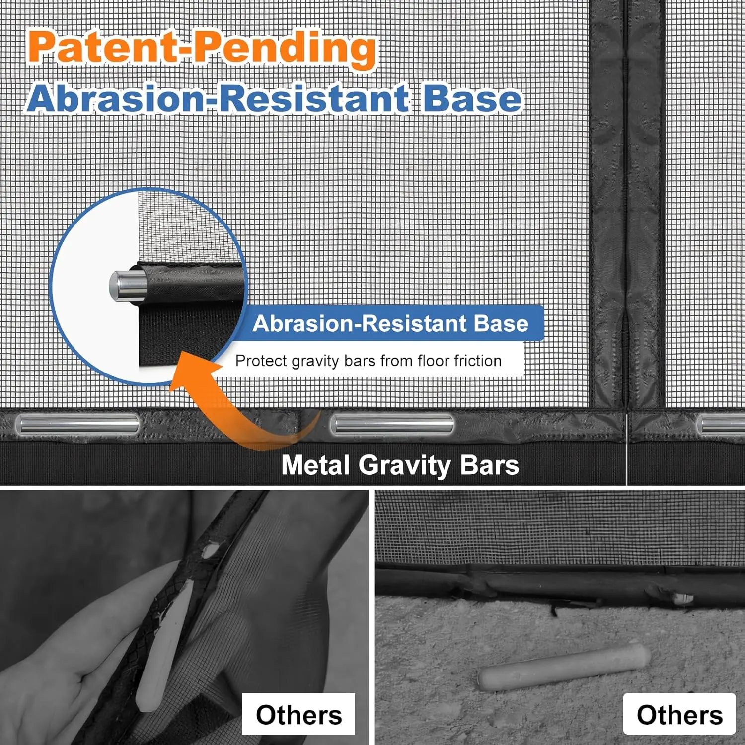 2026 Upgraded 16x7FT Garage Door Screen with Anti-Wear Bottom Base, Widened Hook & Loop Garage Net Screen 2 Car Bug Proof Fib