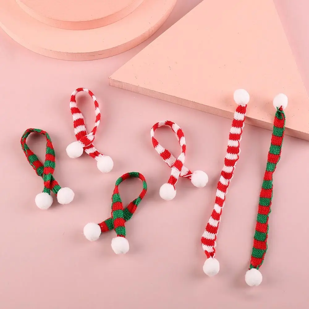 Mini sciarpa in fibra acrilica ornamento strisce rosse e bianche decorazione sciarpa lavorata a maglia Mini sciarpa artigianale fai da te