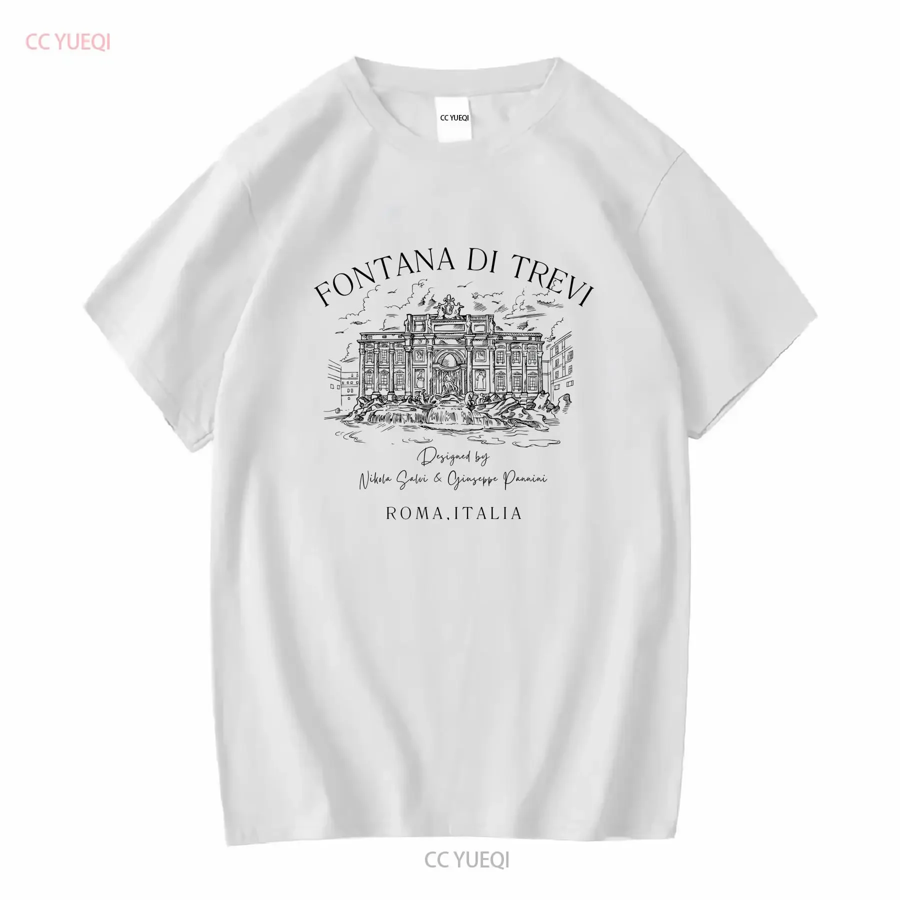 Fontana di Trevi Roma Itália Camiseta Viagem Crewneck mangas compridas ou curtas vintage Lavado Respirável Confortável Unissex homme