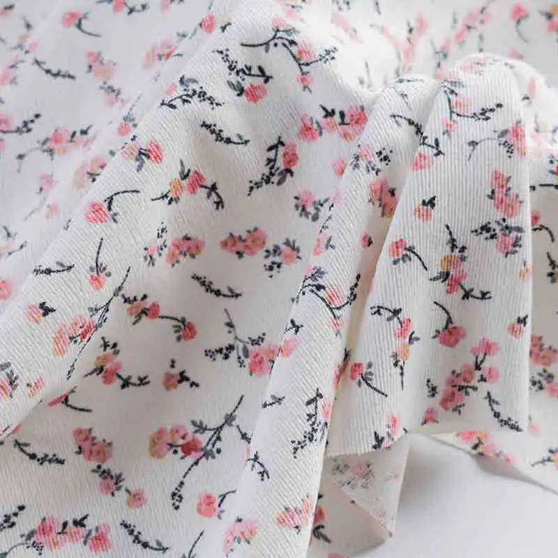 1-4m Ribbed Corduroy Fabric Floret Print Thickening Autumn Winter DIY Handmade Jacket,Sofa Cover, Pillowcase, Clothing