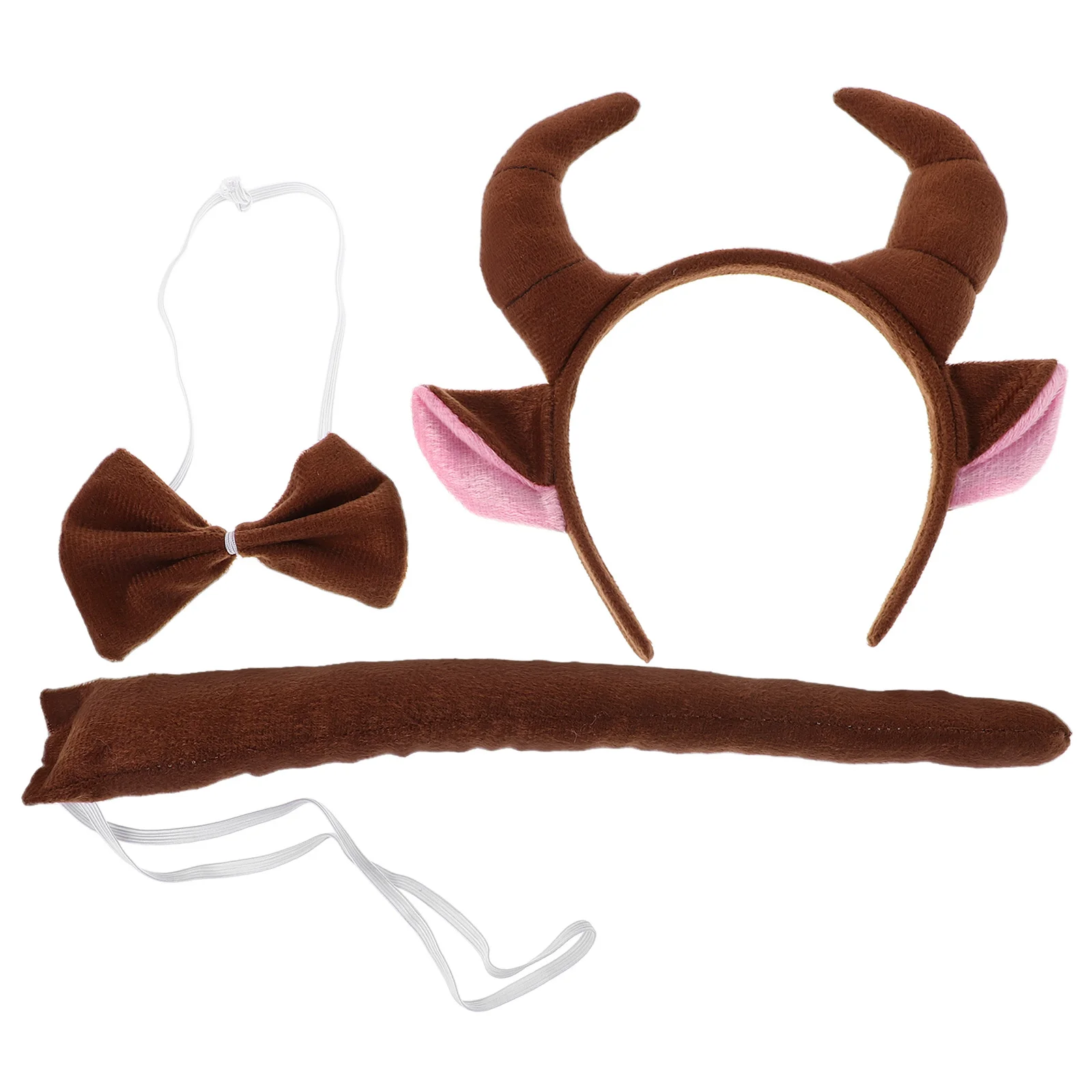 

Bull Costume Set Cow Horns Headband Cosplay Bow Tie Tail Halloween Christmas Party Dress Up Kids Animal Masquerade Accessory