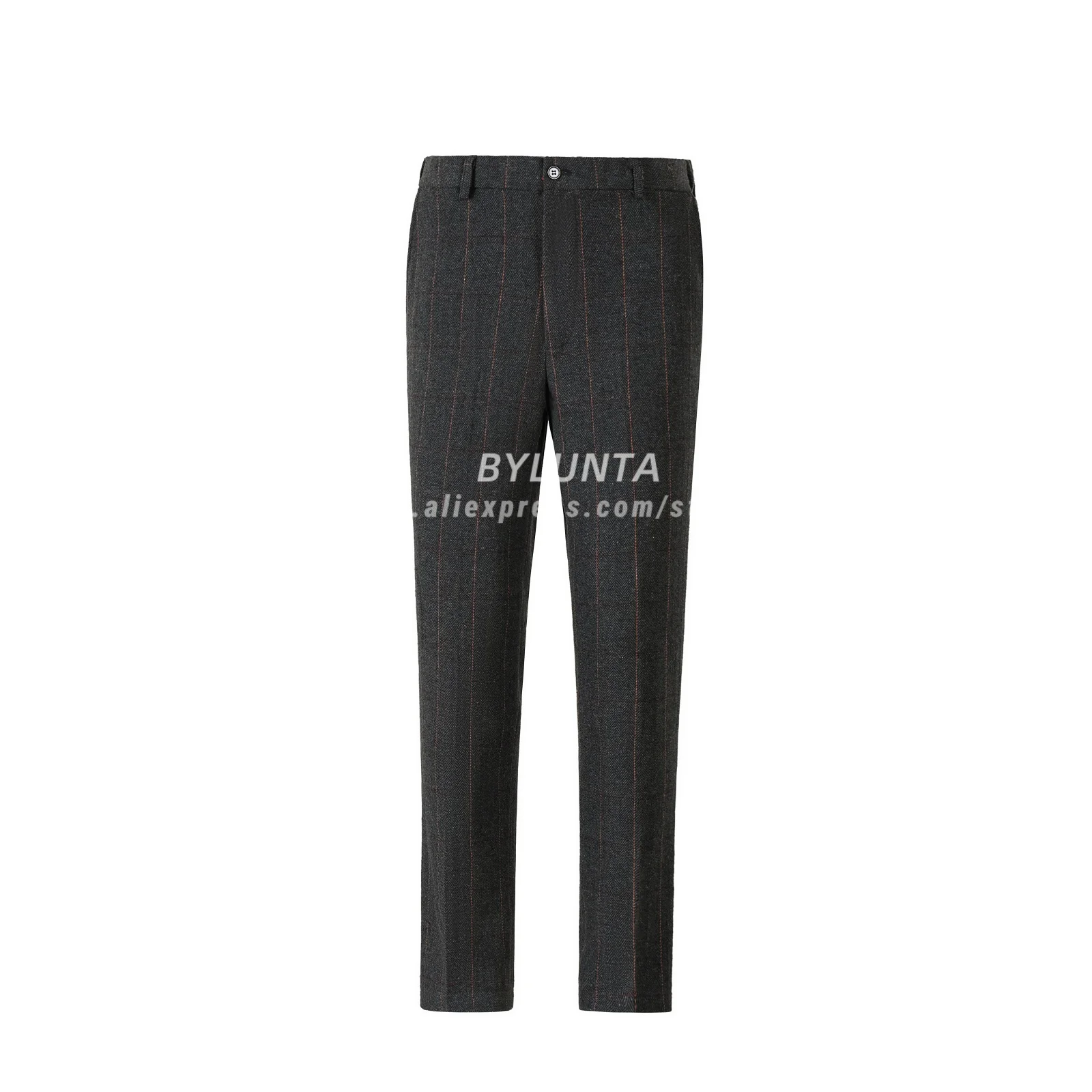 Bylunta Men's Dress Pants Tweed Plaid Classic Fit Siut Separates Slim Stylish Wool Casual Business Suit Pants