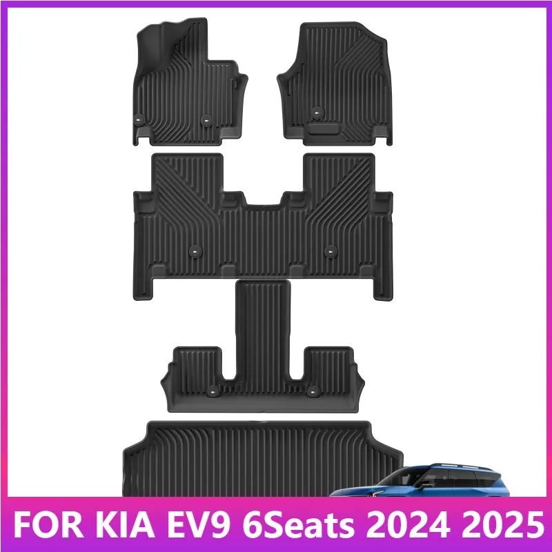 

Для Kia EV9 6 сидений 2024 2025 автомобильные коврики корейская/американская версия TPE 3D коврик для багажника водонепроницаемый автоаксессуары черный
