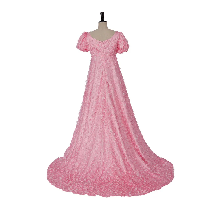 Daphne Cosplay Costume  Victorian Pink Lace High Waistline Regency  Tea Party Dress for Women